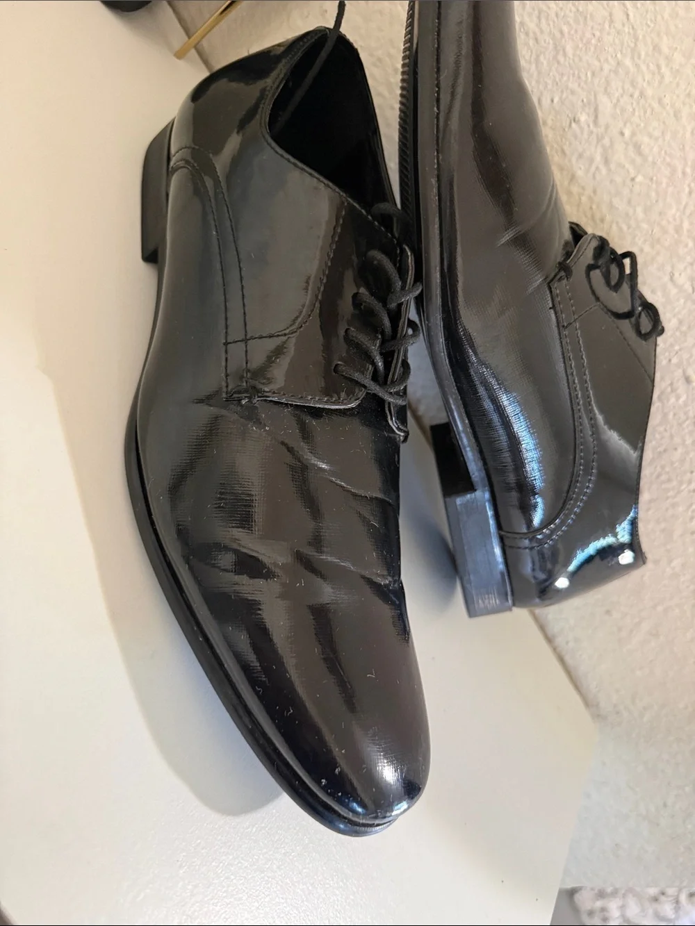 Aldo Black Patent Lace-Up Derby Shoes